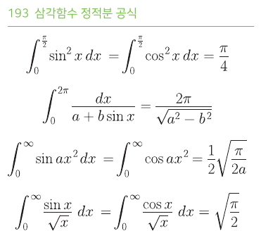 삼각함수 정적분 공식